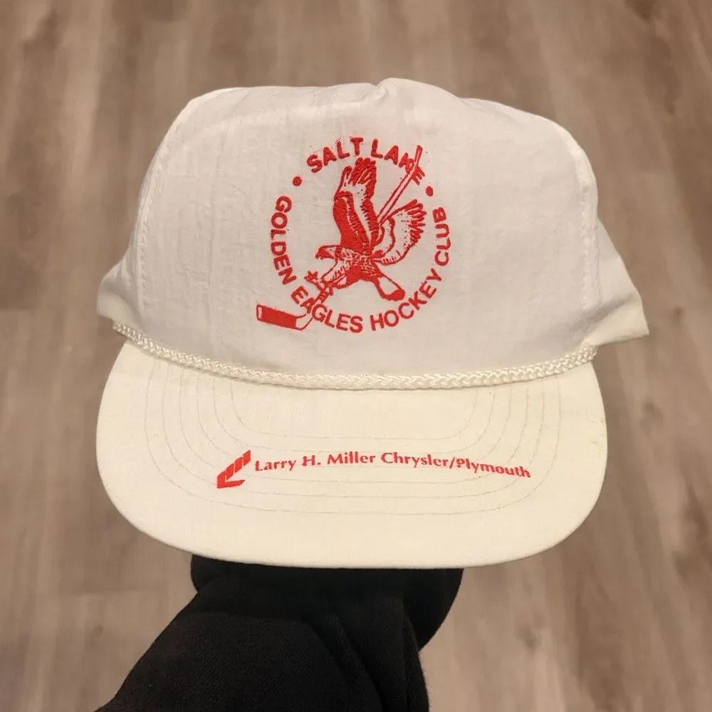 Vintage 80s Salt Lake Golden Eagles Trucker Hat Snapback Men's One Size White